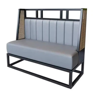 Jantar 2 pessoas estrutura de madeira cinza couro restaurante cabine sofá assentos