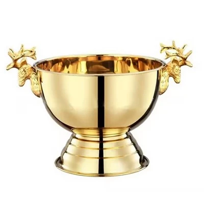 Taça de Refrigeração para Garrafas de Champanhe e Vinho Douradas com Feito à Mão