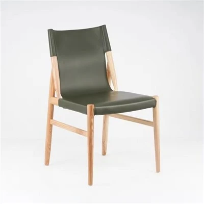 Cadeira de jantar de madeira com sela ergonômica nórdica com encosto